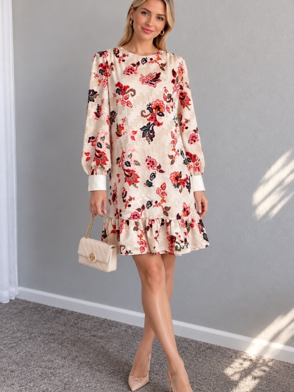 Tory Burch Silk Burnout Paisley Shift Dress Ivory Size 6 NWT $548